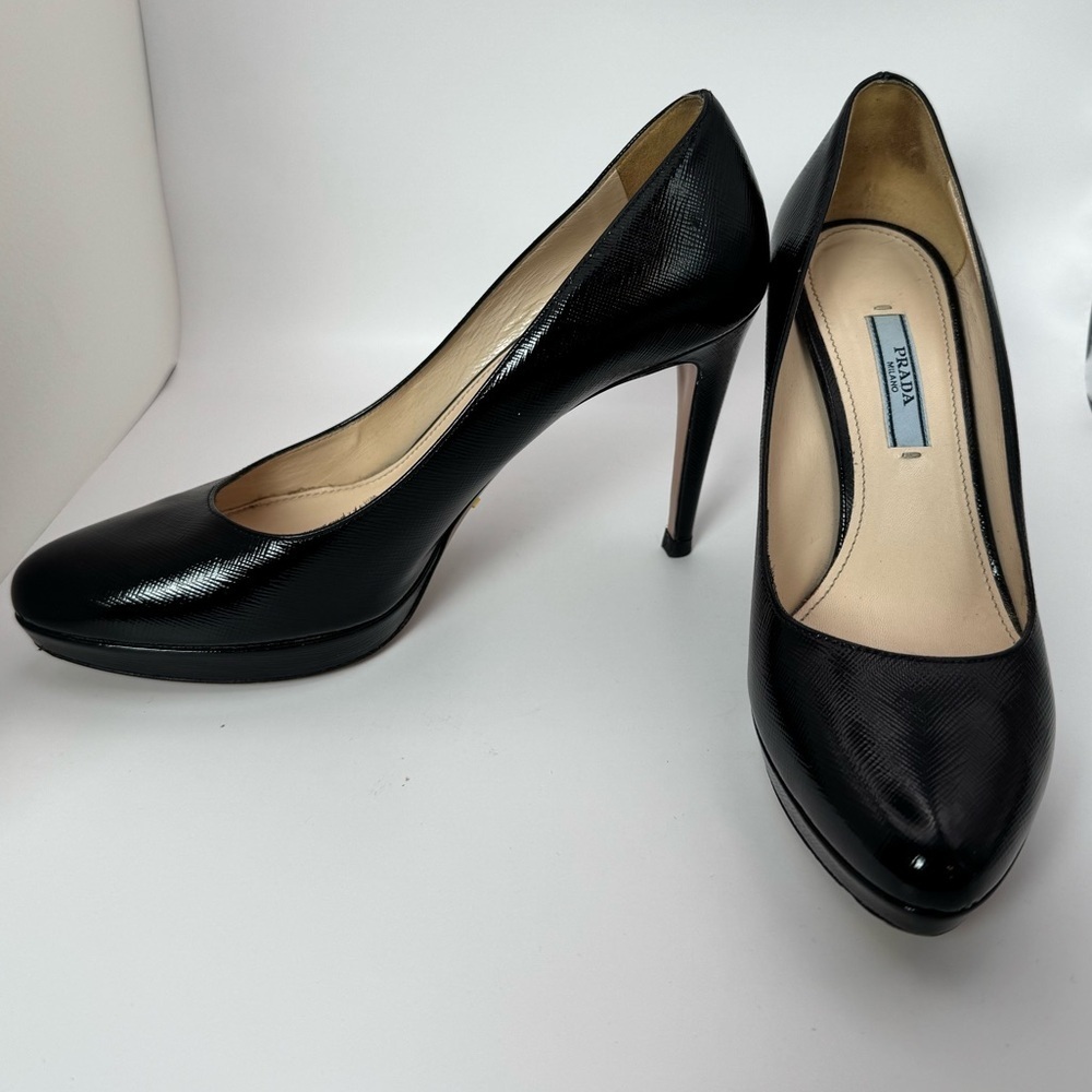 PRADA Black Patent Leather Heels – Size 37 - Picture 6 of 13